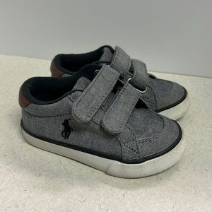 Toddler boys POLO RALPH LAUREN velcro chambray denim sneakers- Size 6